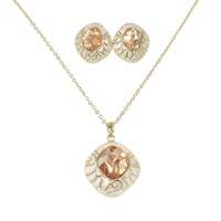 ENAMEL GEMSTONE DIAMOND SHAPED NECKLACE SET